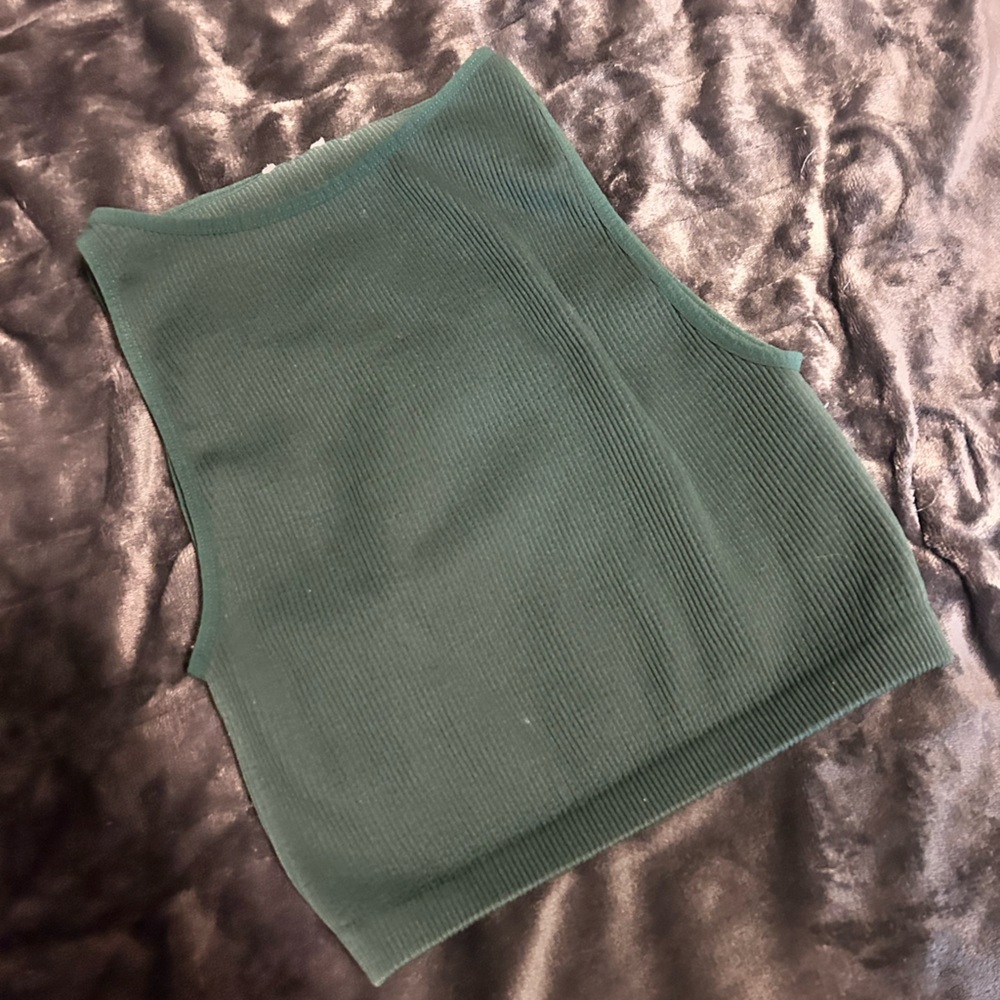 Cotton On Dark Green Ribbed Tank Top